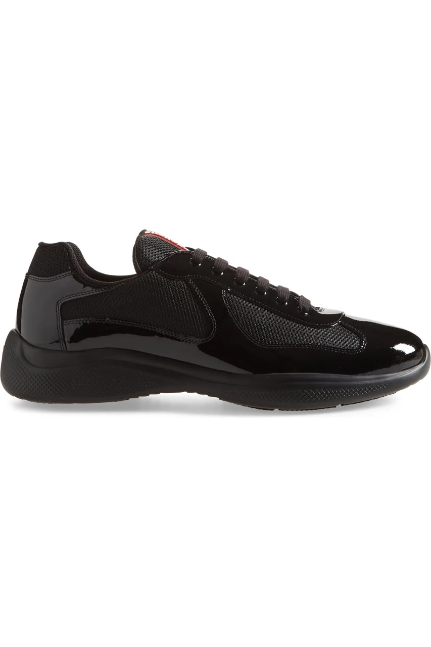 PRADA Gloss Panel Sneakers — Black